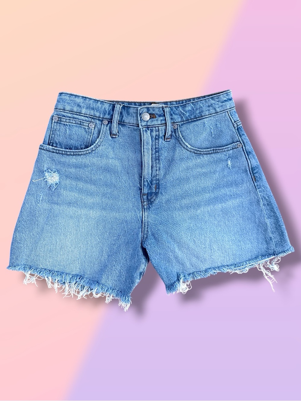 ✨Madewell✨Frayed Hem Light Blue Curvy Denim Cutoff Shorts